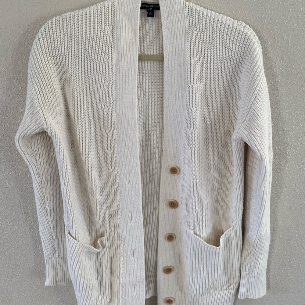 Women's White Cardigan Sweater